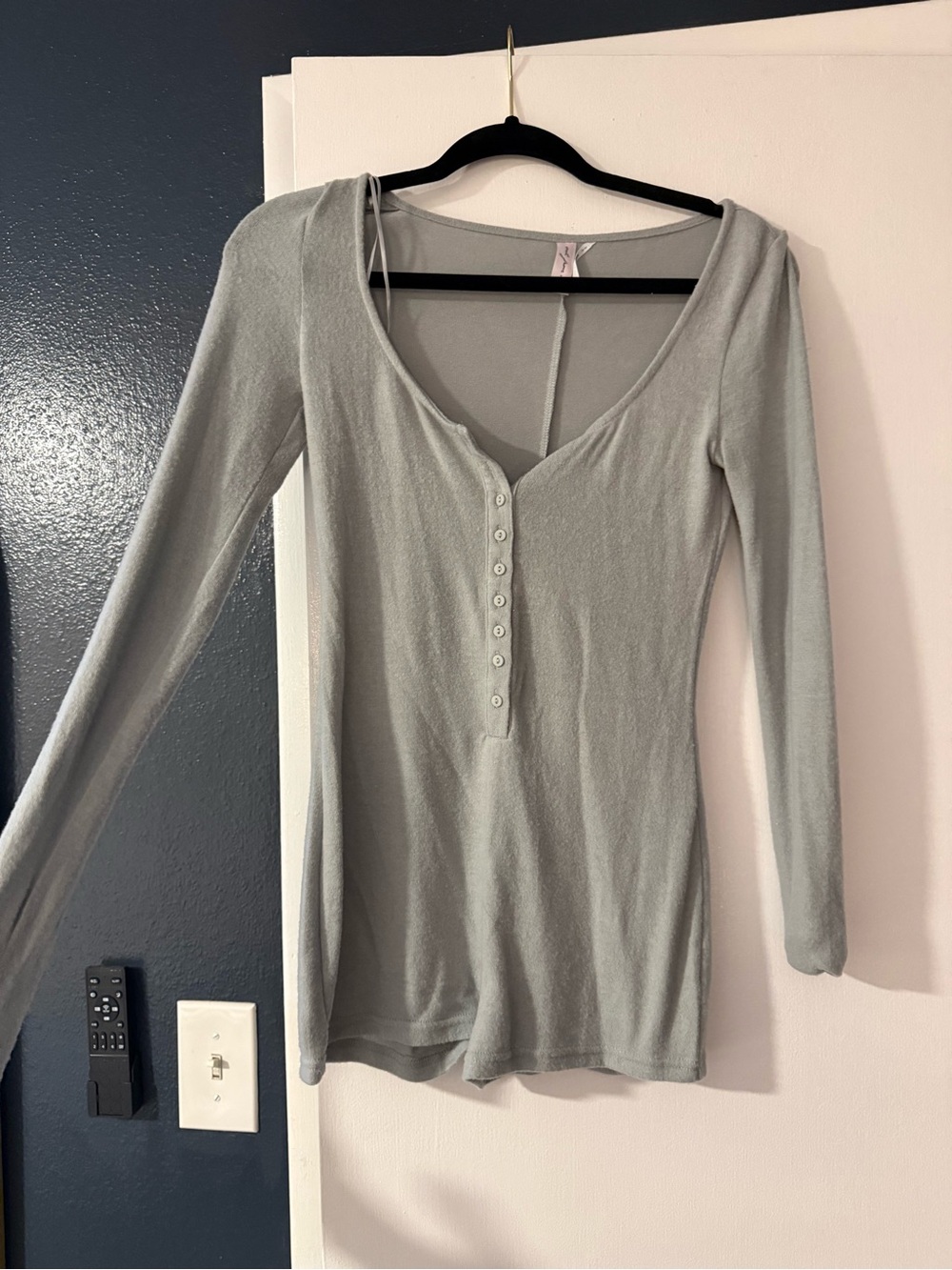 Urban Outfitters Light Gray Long Sleeve Romper